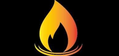 Gas Safe Number Stylised flame icon in shades of orange and yellow on a black background.